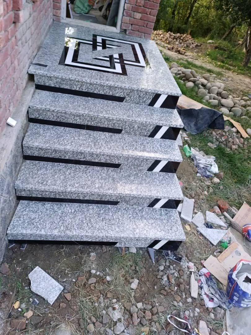 Granite-clad outdoor entrance steps